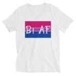 Bi AF LGBTQ Pride Vneck Tshirt White