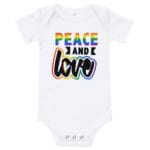 Peace and Love Baby Bodysuit One piece White