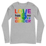 Love Has No Gender LGBTQ Long Sleeve Tshirt Grey