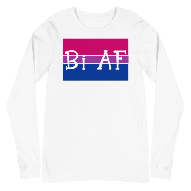 Bi AF LGBTQ Long Sleeve Tshirt White