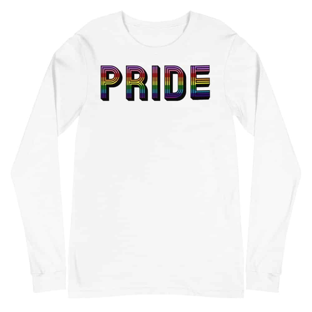 Retro PRIDE LGBTQ Long Sleeve Tshirt White