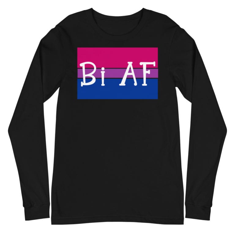 Bi AF LGBTQ Long Sleeve Tshirt Black