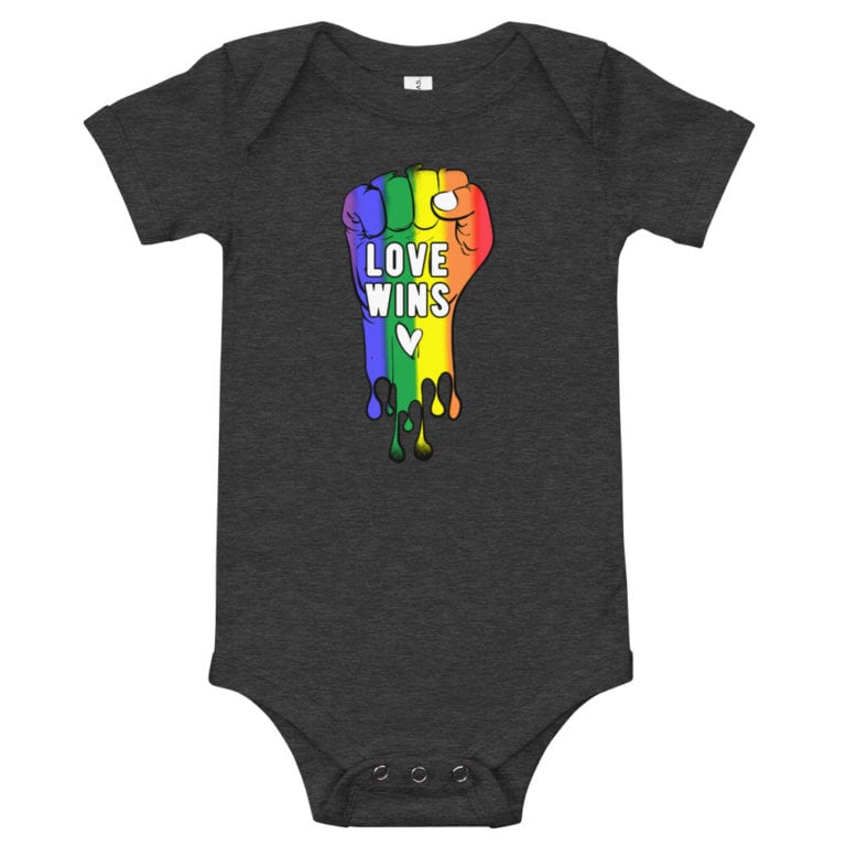 Love Wins Baby Bodysuit Onepiece Dark Heather