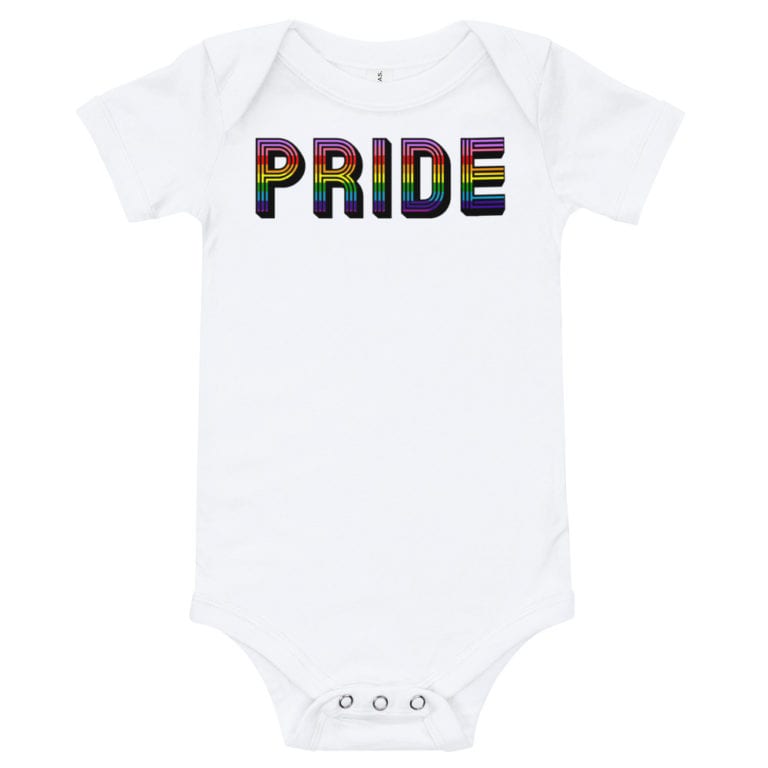 Retro Pride LGBTQ Onepiece Baby Bodysuit White