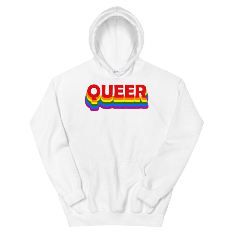 QUEER LGBTQ Heavyweight Hoodie White