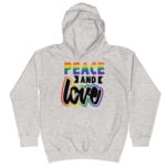 Peace and Love LGBTQ Pride Kid Hoodie White