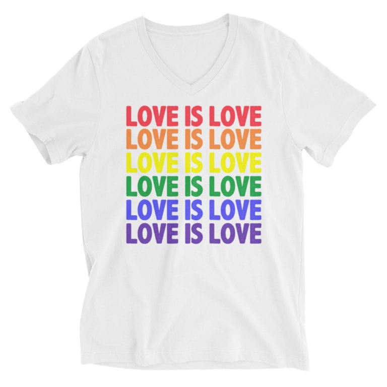 Love is Love Pride Vneck Tshirt White