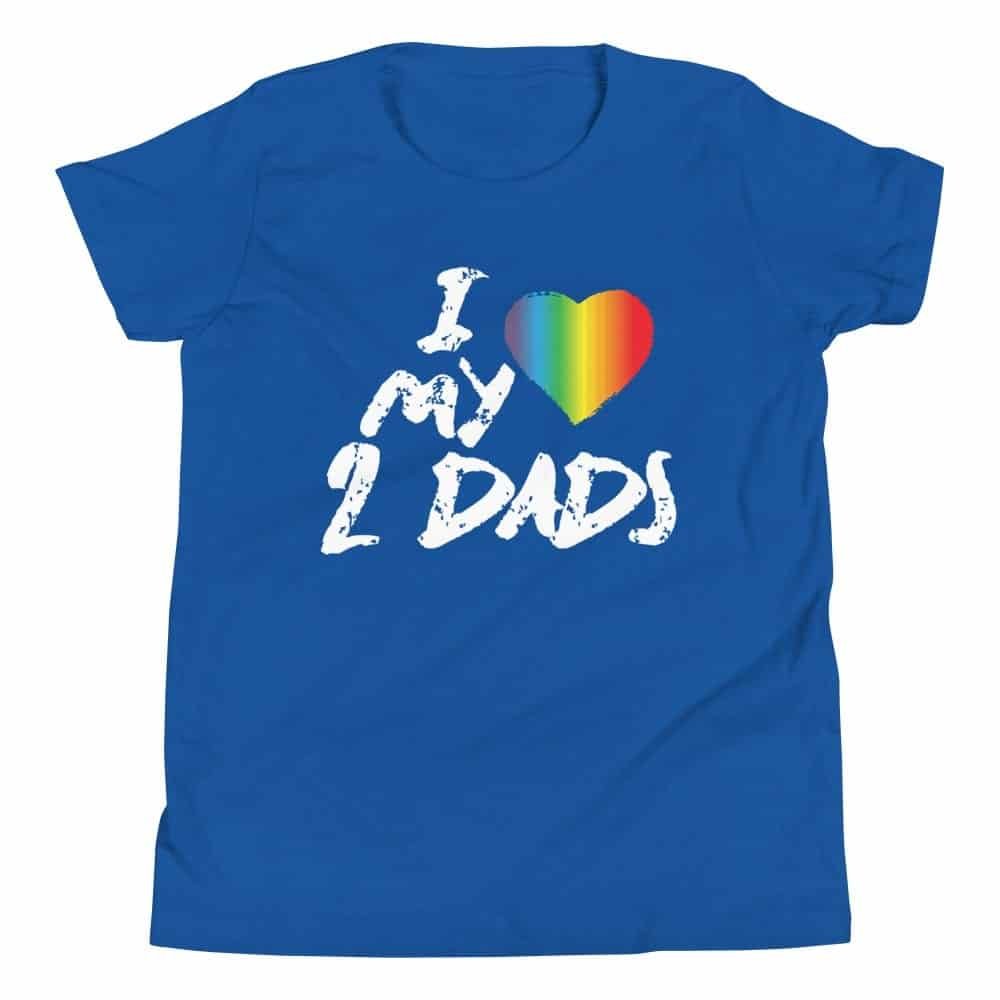 LGBTQ I Love My 2 Dads Kids Tshirt