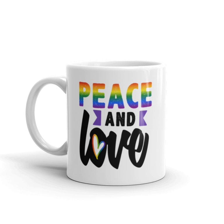 Peace and Love LGBTQ Pride Coffee Mug