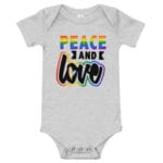 Peace and Love Baby Bodysuit One piece Heather