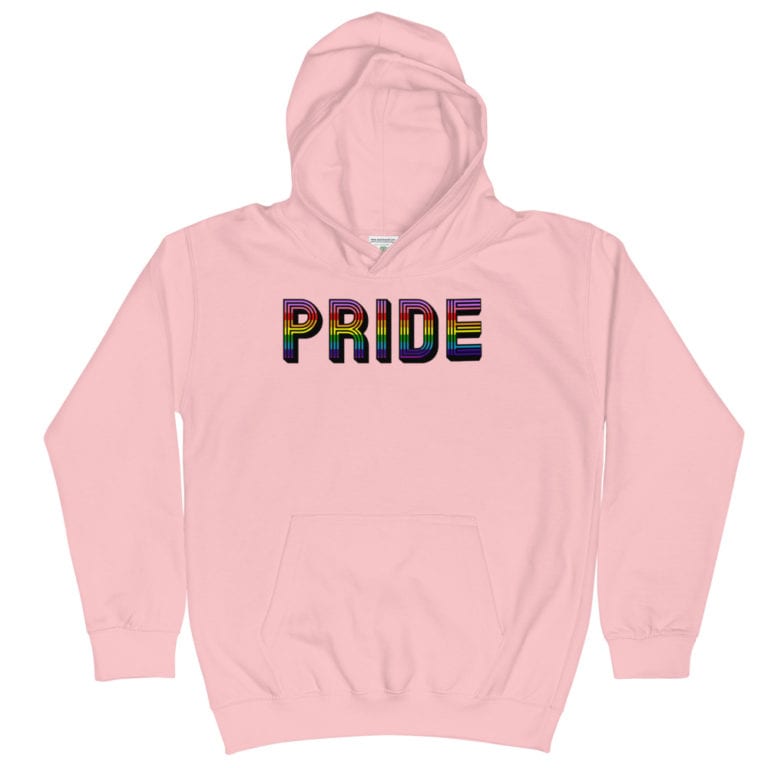 Retro Pride LGBTQ Kid Hoodie Pink