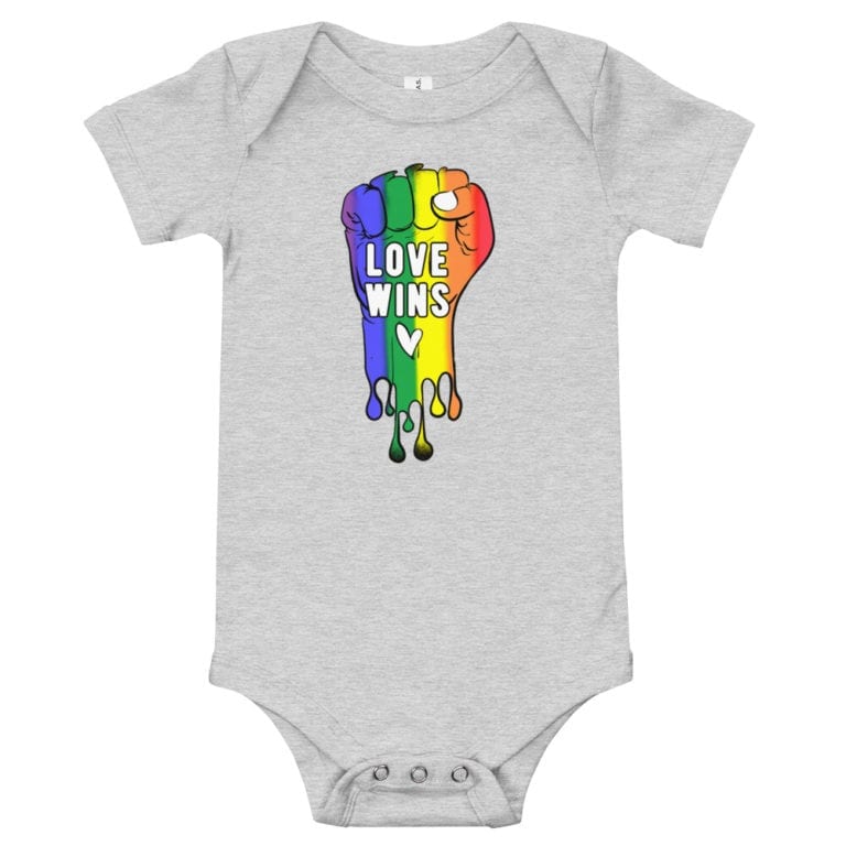 Love Wins Baby Bodysuit Onepiece Heather