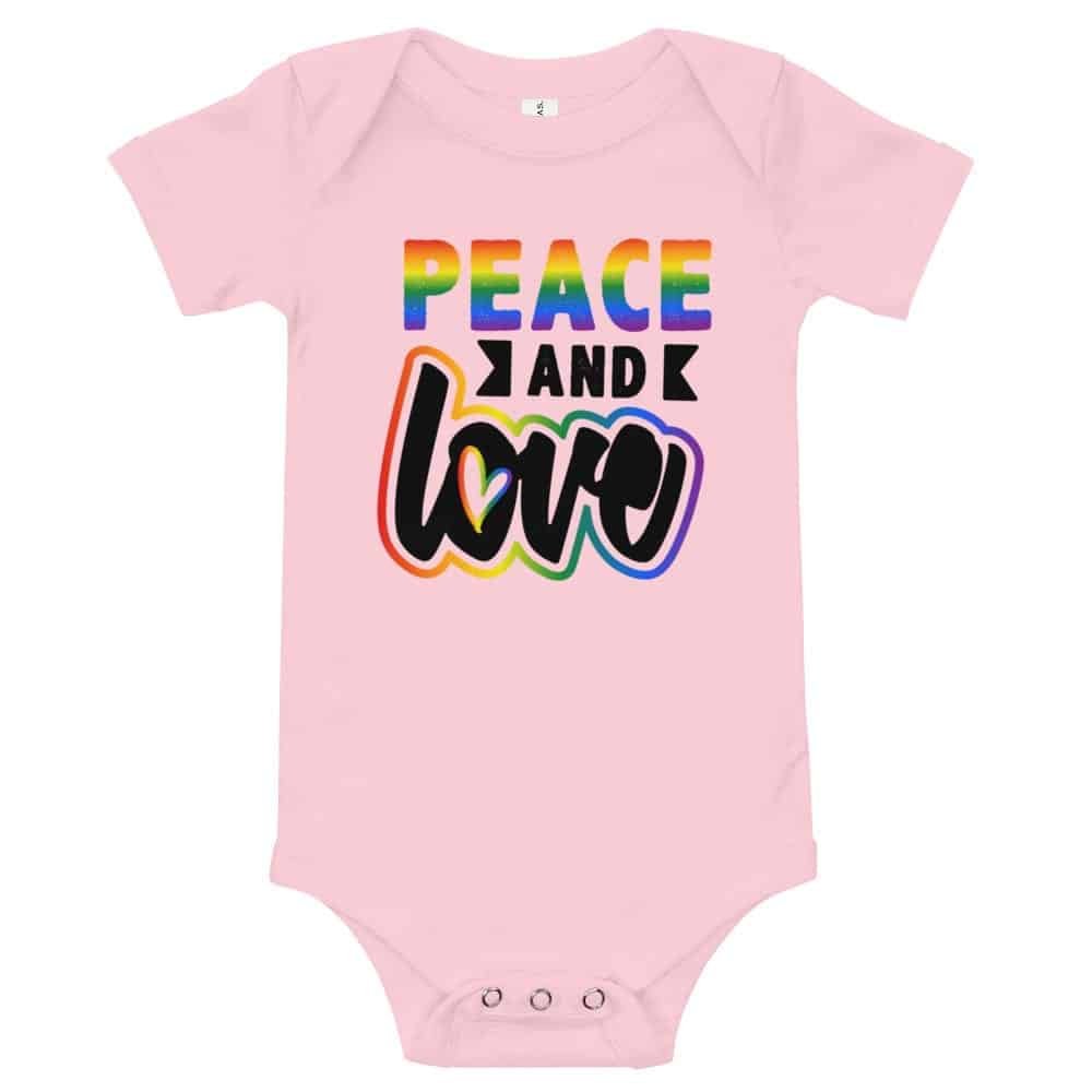 Peace and Love Baby Bodysuit One piece Pink