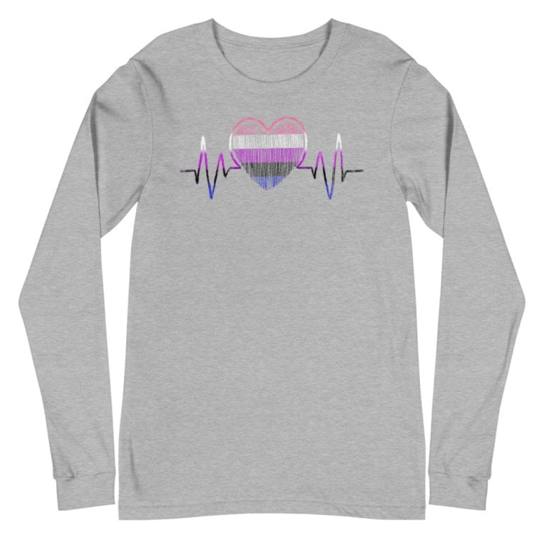 Genderfluid Pride Heartbeat Long Sleeve Tshirt