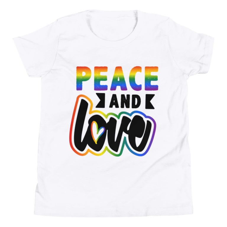 Peace and Love Kids Tshirt White