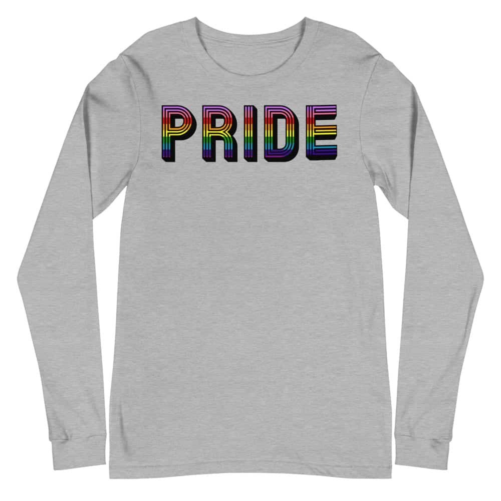 Retro PRIDE LGBTQ Long Sleeve Tshirt Grey