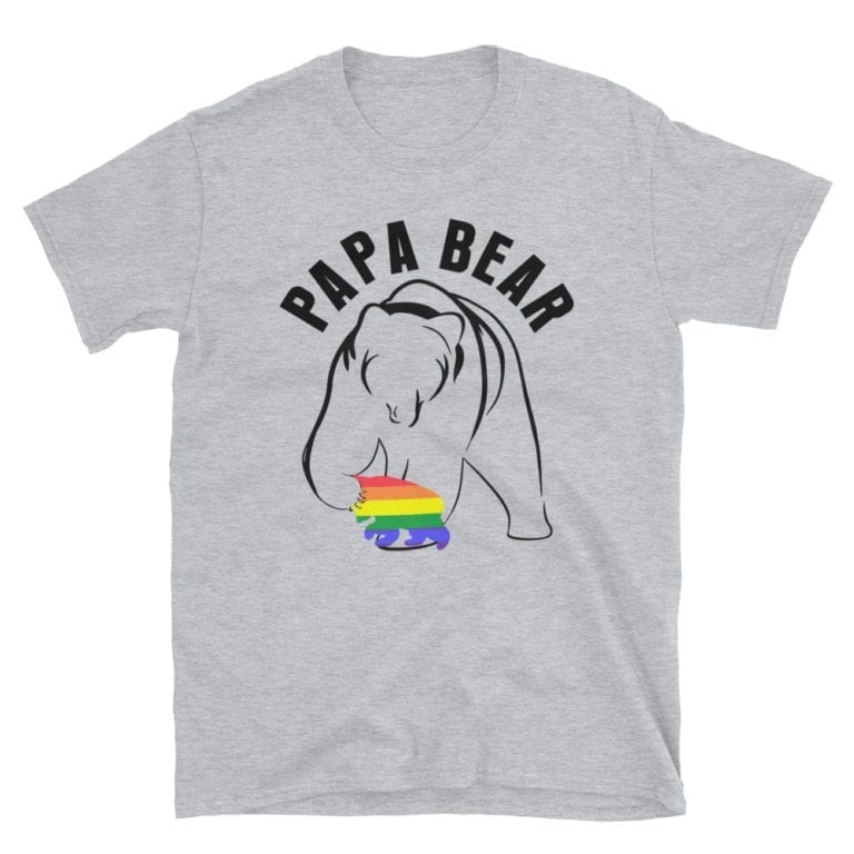 Papa Bear and gay child tshirt grey