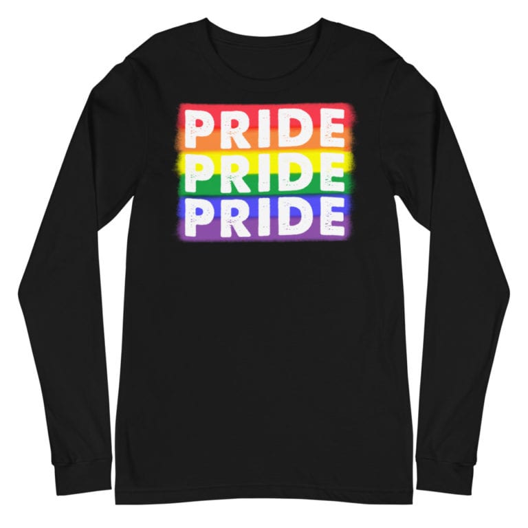 PRIDE X3 LGBTQ Long Sleeve Tshirt Black