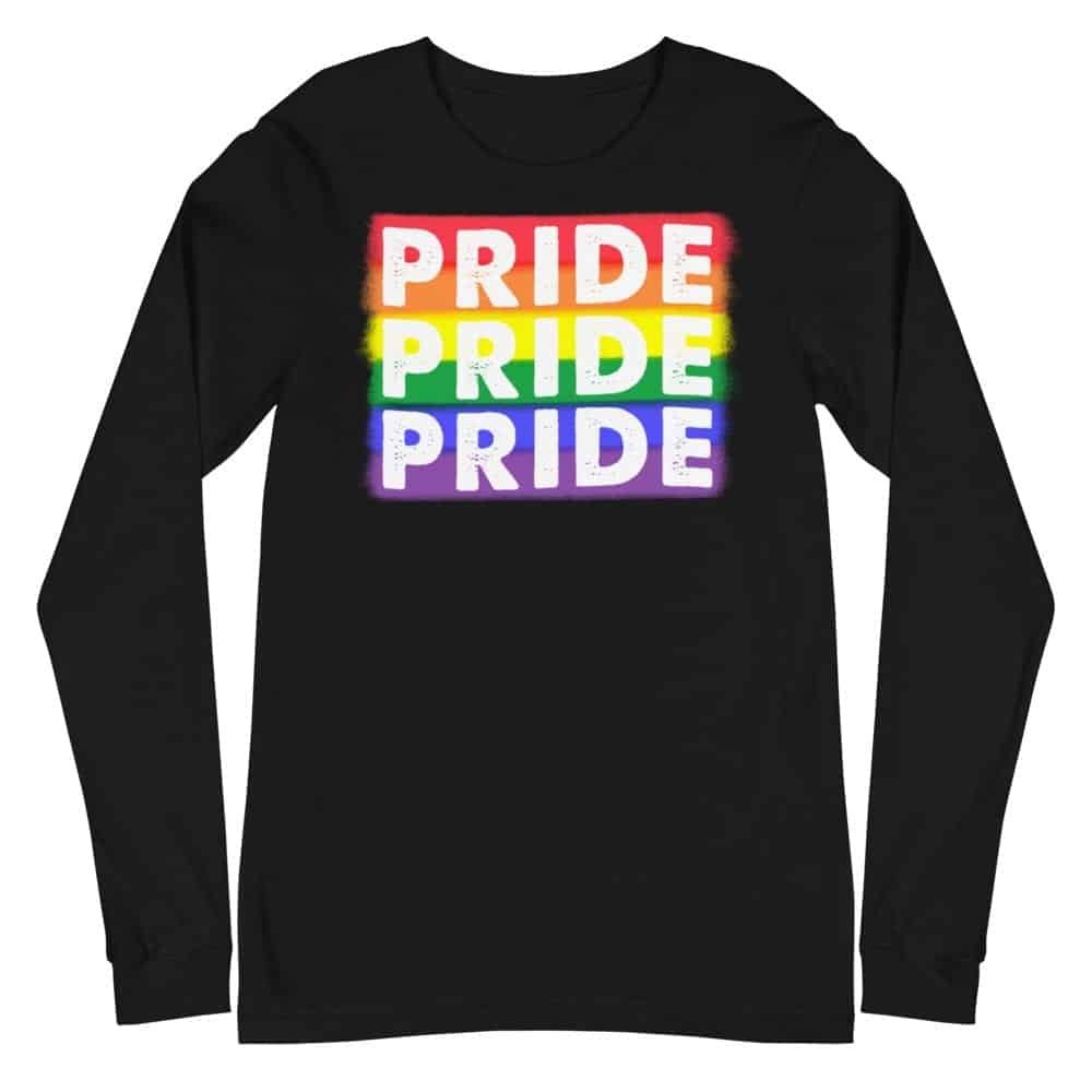 PRIDE X3 LGBTQ Long Sleeve Tshirt Black