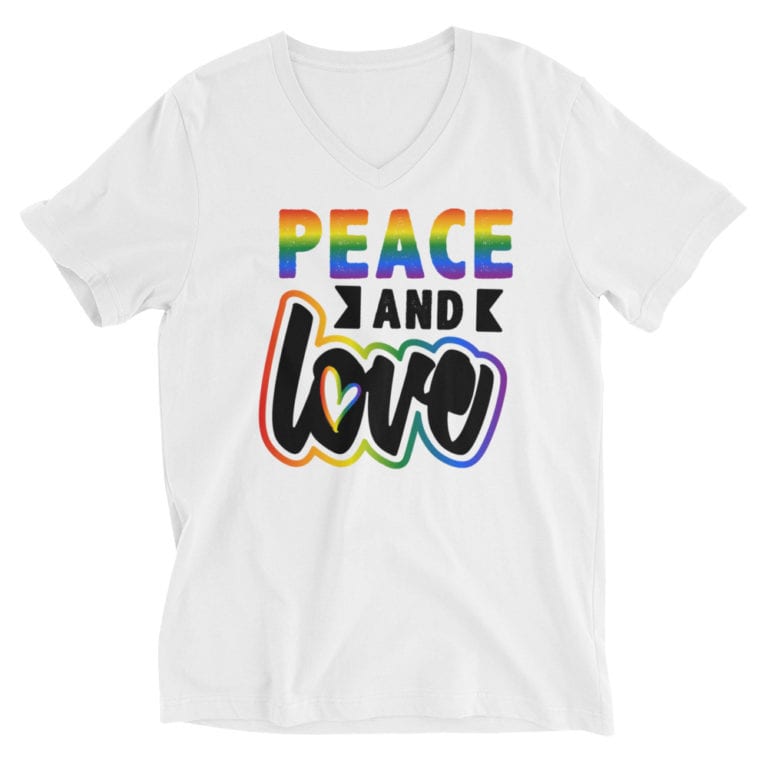Peace and Love Pride Vneck Tshirt