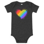 Rainbow Heart Baby Bodysuit One piece dark heather
