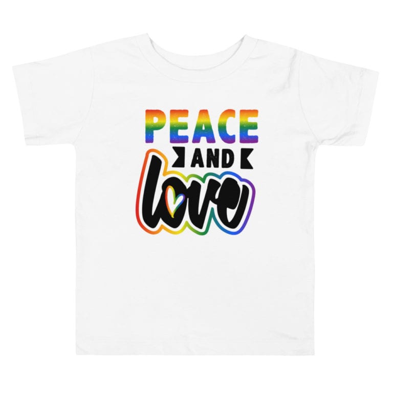 Peace and Love Toddler Tshirt white