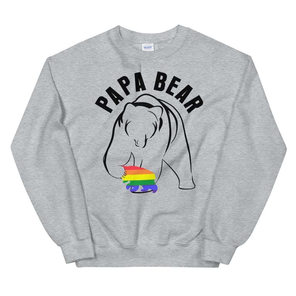 Papa Bear Gay Child Pride Sweatshirt Grey