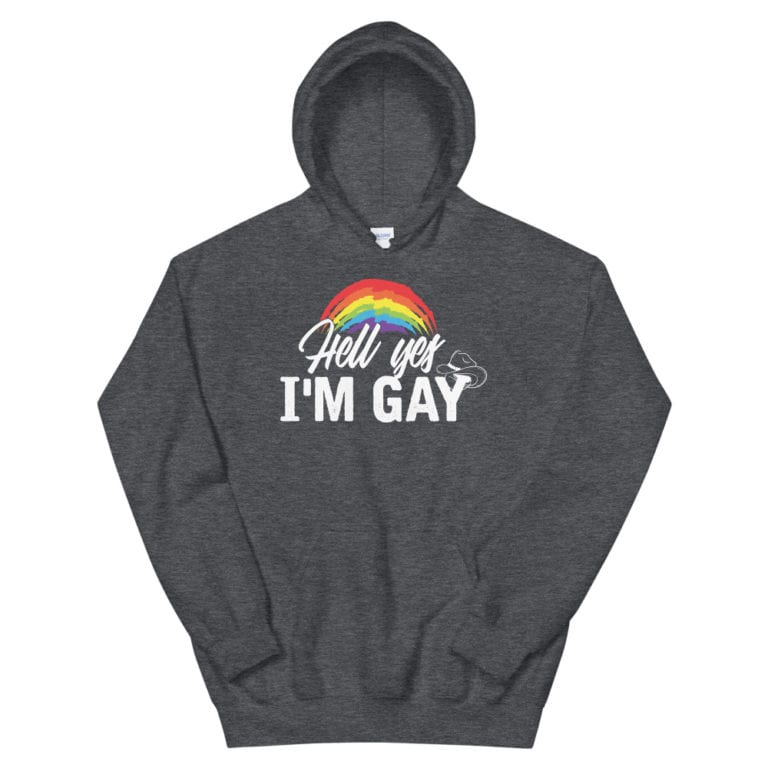 Hell Yes I'm Gay Heavyweight Hoodie Dark Grey