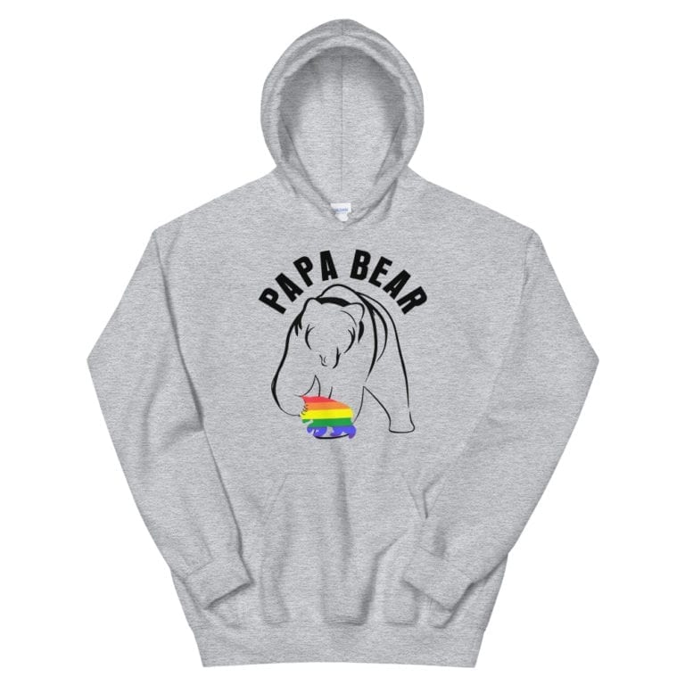 Papa Bear Gay Baby Hoodie Grey