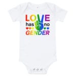 Love Has No Gender Onepiece Baby Bodysuit White