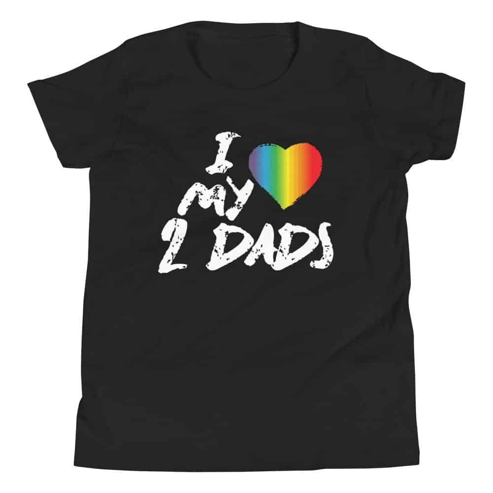I Love My 2 Dads Gay Pride Kids Tshirt