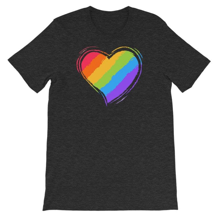 Rainbow Heart LGBTQ Tshirt Dark Grey