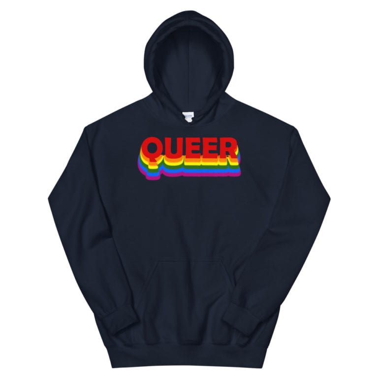 QUEER LGBTQ Heavyweight Hoodie Navy