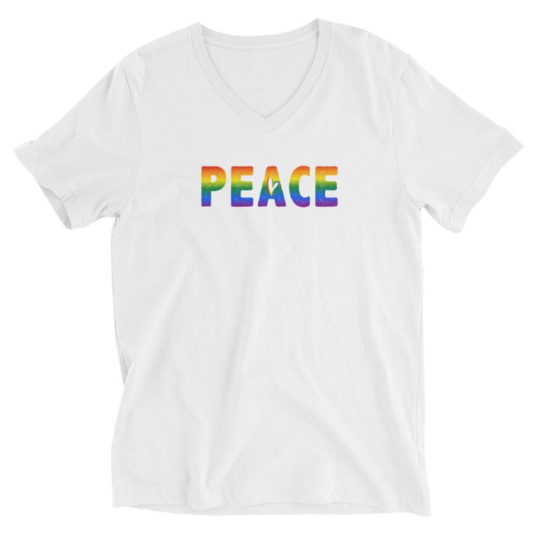 Rainbow PEACE Short Sleeve Tshirt White