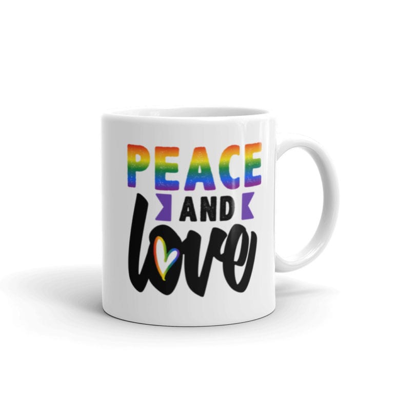 Peace and Love LGBTQ Pride Coffee Mug