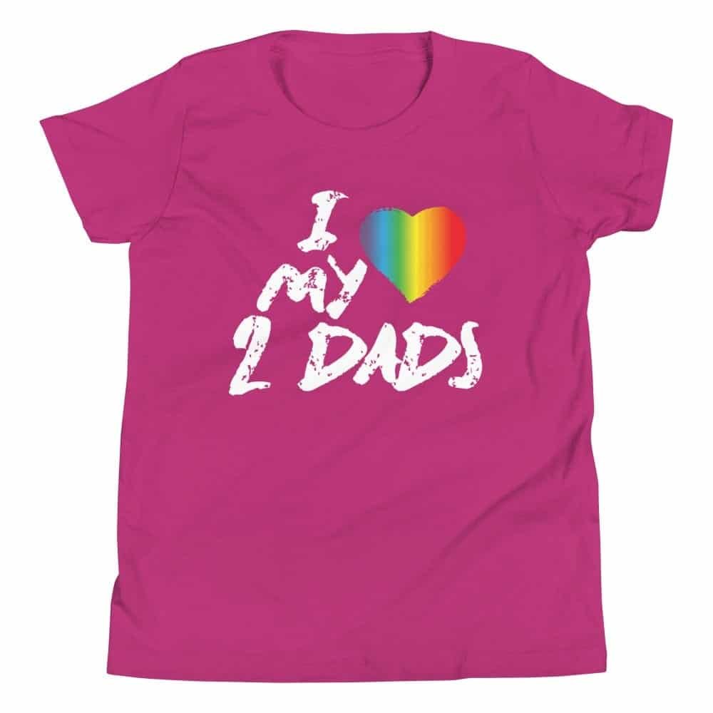 I Love My 2 Dads Kids Tshirt