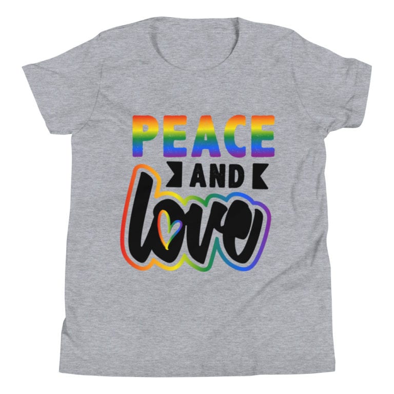 Peace and Love Kids Tshirt Grey