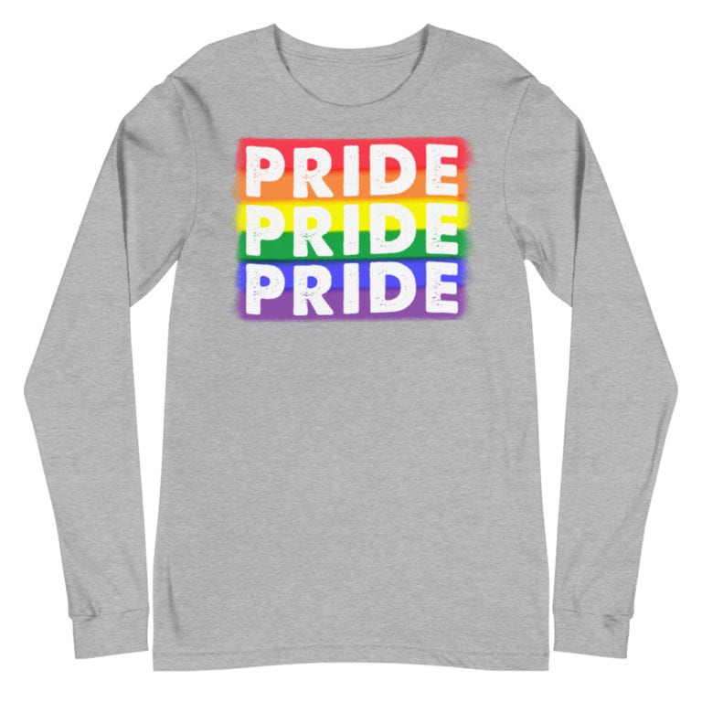 PRIDE X3 LGBTQ Long Sleeve Tshirt Grey