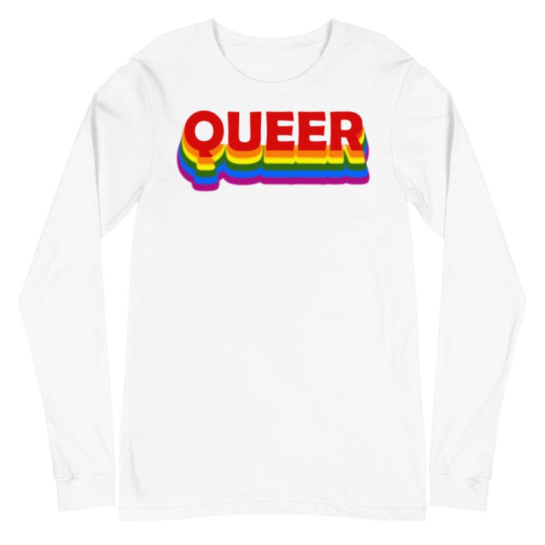 Queer LGBTQ Pride Long Sleeve Tshirt White