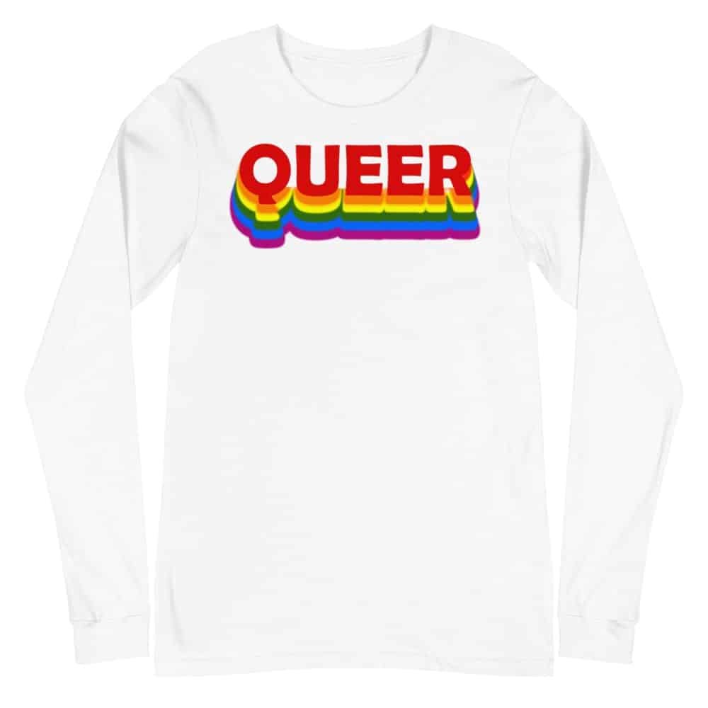 Queer LGBTQ Pride Long Sleeve Tshirt White