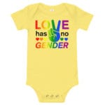 Love Has No Gender Onepiece Baby Bodysuit Yellow