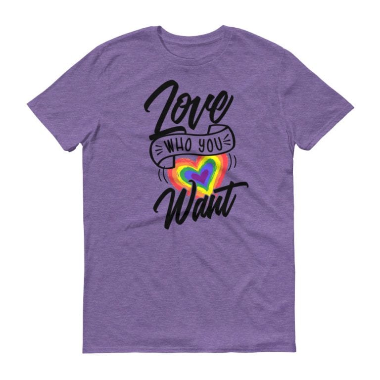 Love Who You Want LGBTQ Tshirt Purple