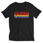 Queer LGBTQ Pride Vneck Tshirt Black