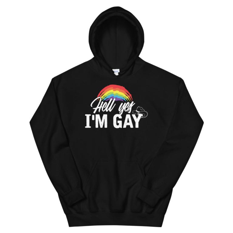 Hell Yes I'm Gay Heavyweight Hoodie Black