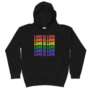 Love is Love Multi Kids Hoodie Black
