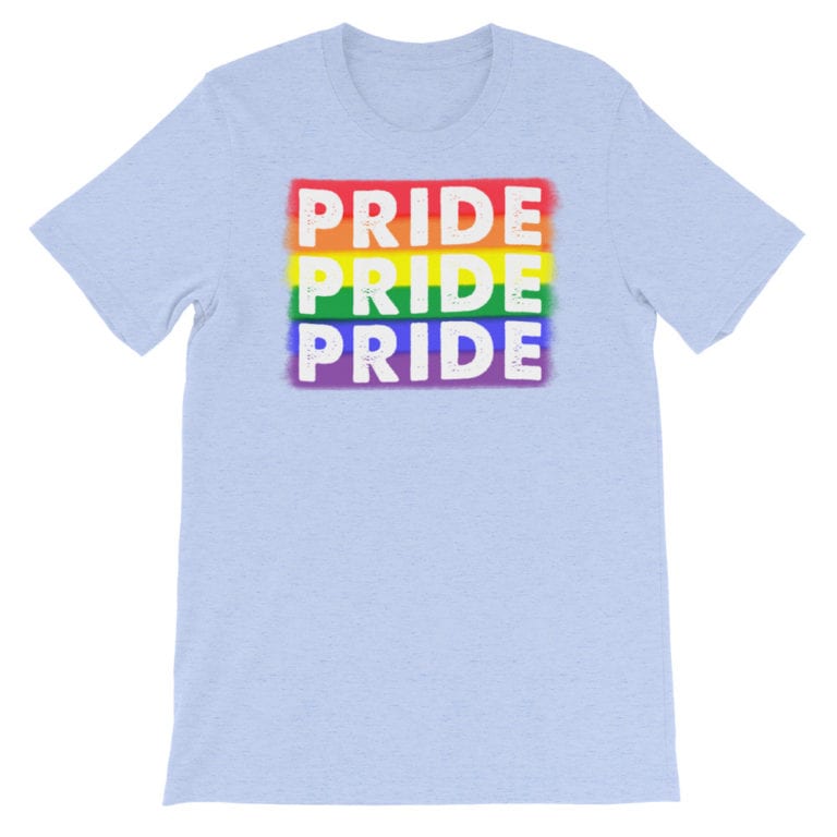 PRIDE PRIDE PRIDE LGBTQ Tshirt Light Blue