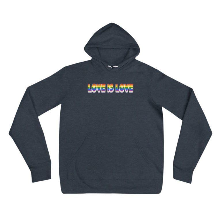 LOVE IS LOVE LGBTQ Pride Lightweight Hoodie Navy