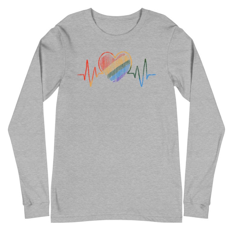 LGBTQ Heartbeat Gay Pride Long Sleeve Tshirt