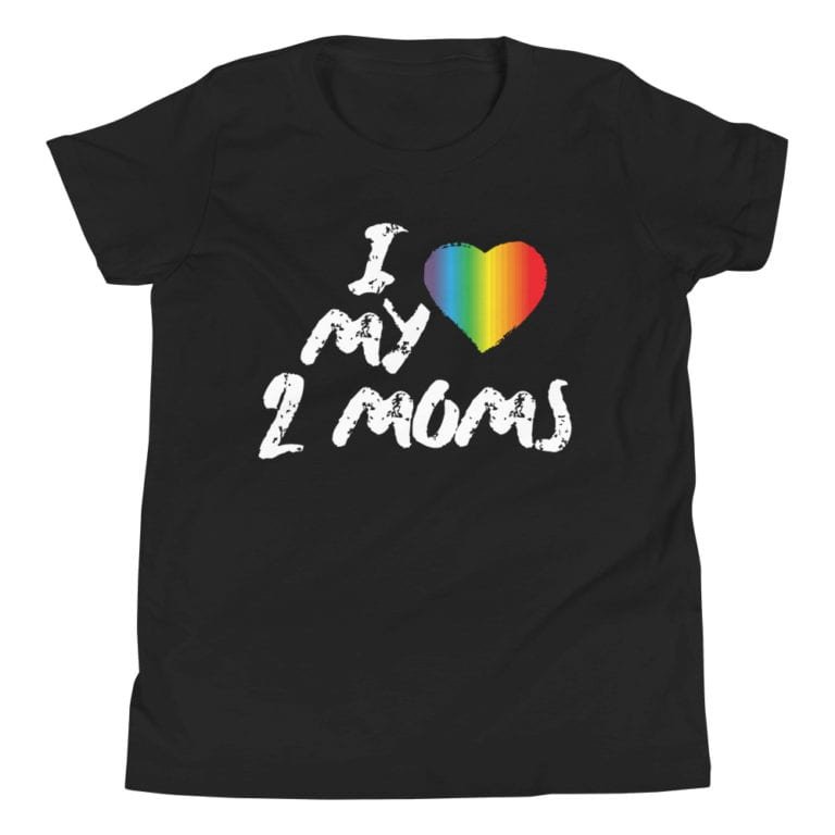 I Love My 2 Moms LGBTQ Kid Tshirt